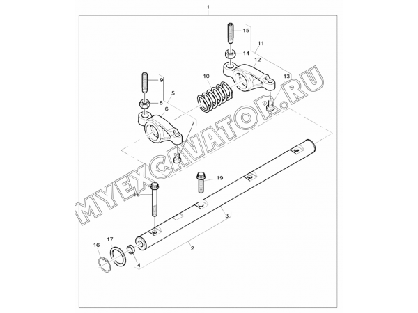 Коромысла/ROCKER ASSEMBLY, ENGINE 1104D-44TA, TIER III (S/N: A80001-) G1-2-7 Hidromek HMK 102 S