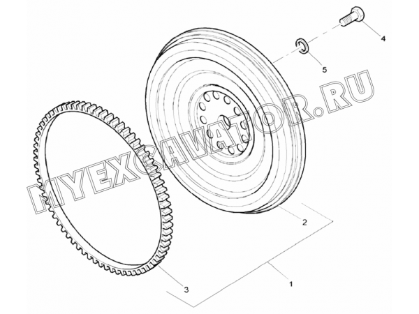 Маховик/FLYWHEEL &amp; STARTER RING, ENGINE 1104D-44TA, TIER III (S/N: A80001-) G1-4-1 Hidromek HMK 102 S