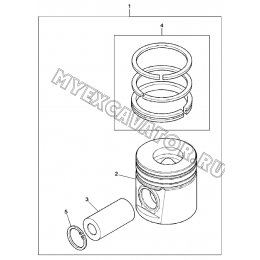 Поршень/PISTONS &amp; RINGS, ENGINE 1104D-44TA, TIER III (S/N: A80001-) G1-2-3 Hidromek HMK 102 S