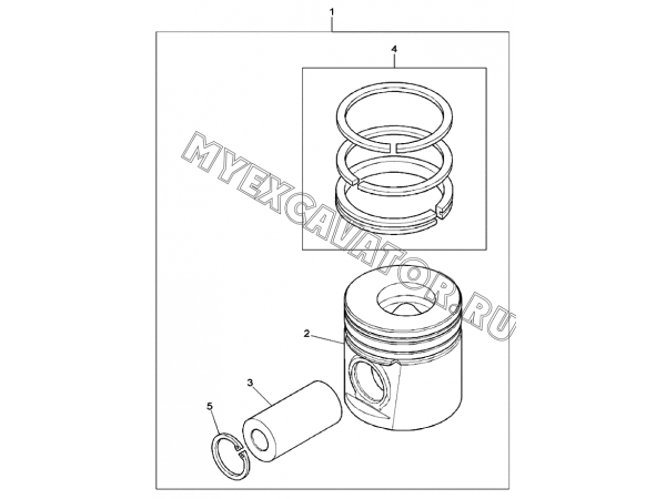 Поршень/PISTONS &amp; RINGS, ENGINE 1104D-44TA, TIER III (S/N: A80001-) G1-2-3 Hidromek HMK 102 S