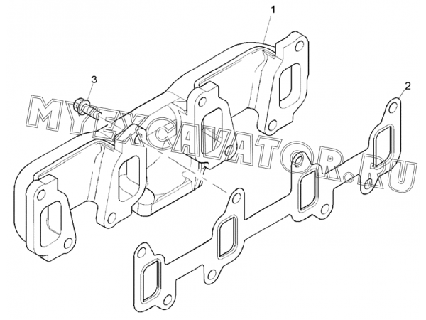 Выпускной коллектор/EXHAUST MANIFOLD, ENGINE 1104D-44TA, TIER III (S/N: A80001-) G1-18-5 Hidromek HMK 102 S