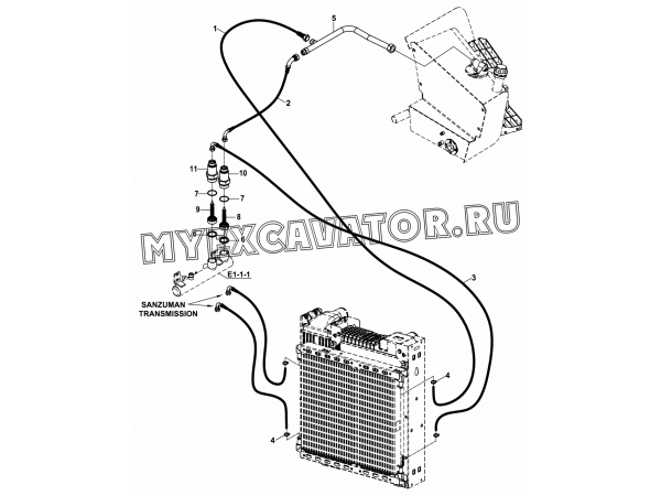 Масляный радиатор/COOLING SYSTEM, HYDRAULIC AND TRANSMISSION OIL (S/N: A80001-) H1-3-1 Hidromek HMK 102 S