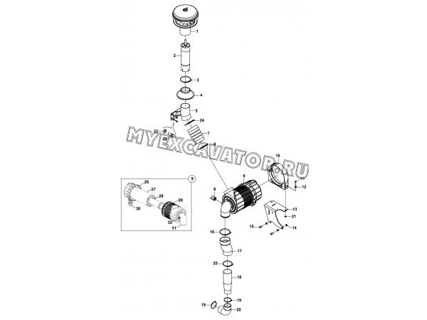 Воздушный фильтр/AIR FILTER AND MOUNTINGS (S/N: A80001-) G2-2-1 Hidromek HMK 102 S