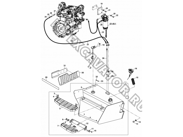 Топливная система/FUEL SYSTEM (S/N: A80001-) B1-4-1 Hidromek HMK 102 S