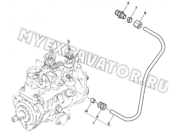 Топливный трубопровод/BOOST CONTROL PIPE, ENGINE 1104D-44TA / CA, 4TA (S/N: A80001-) G1-24-1 Hidromek HMK 102 S