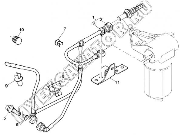 Топливный трубопровод/INJECTION PUMP TO FILTER PIPE, ENGINE 1104D-44TA / CA, 4TA (S/N: A80001-) G1-23-3 Hidromek HMK 102 S