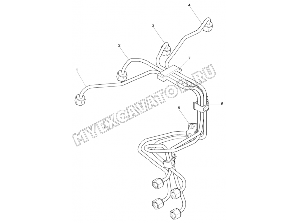 Трубопроводы топливные/HIGH PRESSURE FUEL PIPES, ENGINE 1104D-44TA, TIER III (S/N: A80001-) G1-3-2 Hidromek HMK 102 S