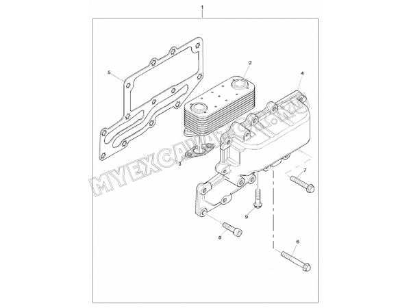 Маслоохладитель/OIL COOLER, ENGINE 1104D-44TA, TIER III (S/N: A80001-) G1-9-1 Hidromek HMK 102 S