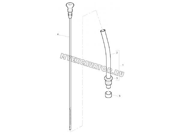 Масляный щуп/DIPSTICK &amp; FILLER TUBE, ENGINE 1104D-44TA, TIER III (S/N: A80001-) G1-7-2 Hidromek HMK 102 S