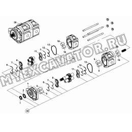 Насос гидравлический/GEAR PUMP, HEMA, (37/29 cc/rev) (S/N: A80001-) E2-4-1 Hidromek HMK 102 S