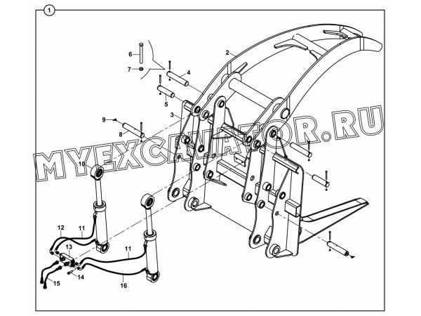 Захват для бревен/LOG FORK, 2+1 CLAMP (S/N: A80001-) A1-7-1-OP1 Hidromek HMK 102 S