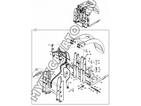 Гидроцилиндр/LOG FORK, WITH VERTICAL MOVEMENT (S/N: A80001-) A1-7-1-OP2 Hidromek HMK 102 S