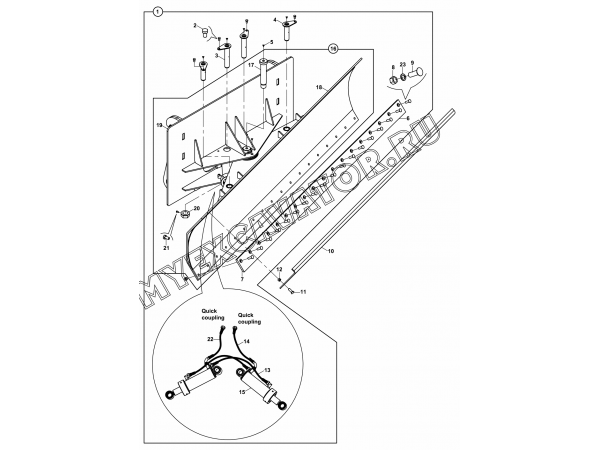 Отвал/LEVELLING, BLADE, QUICK COUPLER (S/N: A80001-) A1-6-1-OP2 Hidromek HMK 102 S