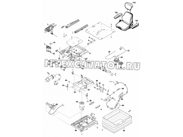 Сиденье оператора/OPERATOR SEAT, AIRPOT, (1161684), MSG95A-06 (S/N: A80001-) B2-9-1-1-OP2 Hidromek HMK 102 S