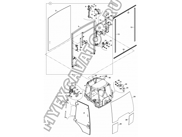 Окна передние и задние/WINDOWS, FRONT - REAR (S/N: A80001-) B2-1-4 Hidromek HMK 102 S