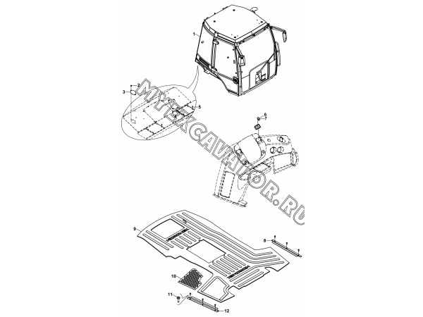 Кабина/OPERATOR CAB, LEVERS MECHANISM (S/N: A80001-) B2-1-1-OP1 Hidromek HMK 102 S