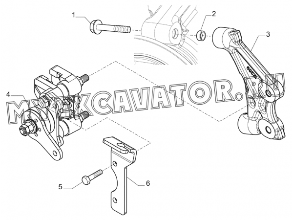 Суппорт тормоза/BRAKE CALIPER, REAR AXLE (S/N: A80001-) F2-11-1 Hidromek HMK 102 S