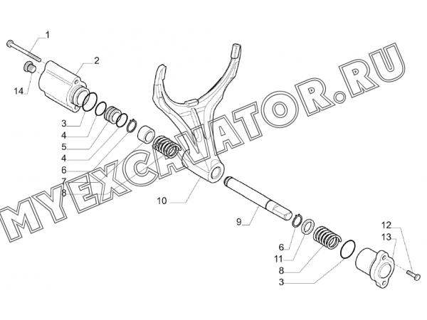 Блокировка дифференциала/DIFFERRENTIAL LOCKING, REAR AXLE (S/N: A80001-) F2-6-1 Hidromek HMK 102 S