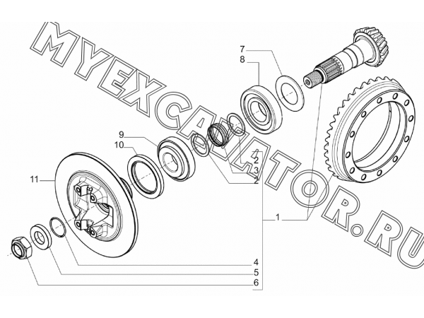 Главная передача/BEVEL GEAR SET, REAR AXLE (S/N: A80001-) F2-4-1 Hidromek HMK 102 S