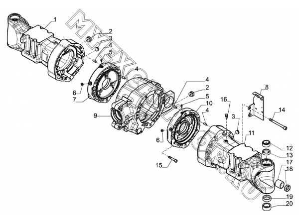 Картер заднего моста/AXLE HOUSING, REAR AXLE (S/N: A80001-) F2-2-1 Hidromek HMK 102 S