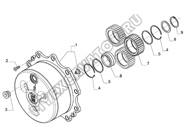 Колесный редуктор/FINAL REDUCTION, REAR AXLE (S/N: A80001-) F2-10-1 Hidromek HMK 102 S