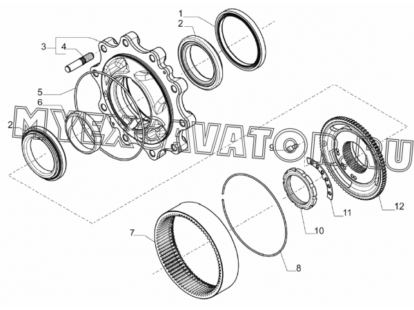 Ступица/WHEEL HUB, REAR AXLE (S/N: A80001-) F2-9-1 Hidromek HMK 102 S