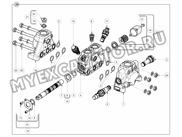 Гидросистема/ATTACHMENT CONTROL VALVE, BUCHER- HDS30/1 (S/N: A80001-) E2-3-1/01 Hidromek HMK 102 S