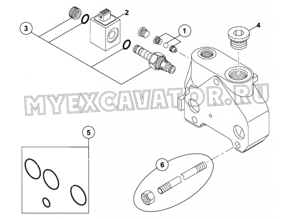 Гидросистема/BACKHOE CONTROL VALVE-OUTLET BLOCK (S/N: A80001-) E2-2-2-6 Hidromek HMK 102 S