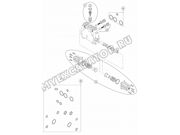 Гидросистема/BACKHOE CONTROL VALVE-STABILISER RAM CONTROL BLOCK, JOYSTICK (S/N: A80001-) E2-2-2-4-OP2 Hidromek HMK 102 S