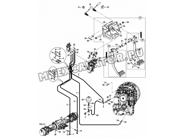 Гидросистема/BRAKE, CIRCUIT MOUNTING (S/N: A80001-A80085) E1-3-1 Hidromek HMK 102 S