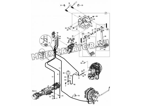 Гидросистема/BRAKE, CIRCUIT MOUNTING (S/N: A80086-) E1-3-1/01 Hidromek HMK 102 S