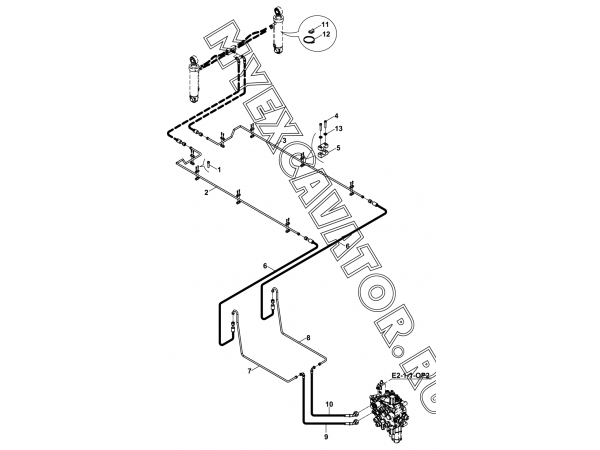 Гидросистема/CIRCUIT MOUNTING, CLAMSHOVEL INSTALLATION, LOADER (S/N: A80001-) E1-4-3 Hidromek HMK 102 S