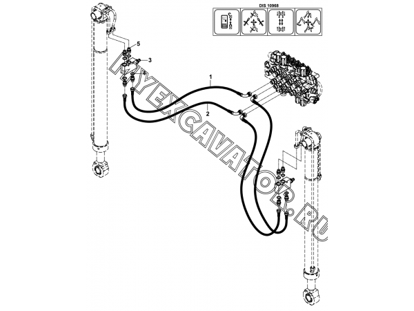 Гидросистема/CIRCUIT MOUNTING, RAM, STABILISER, LOCKING VALVE (S/N: A80001-) E1-5-2-OP1 Hidromek HMK 102 S