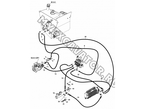 Гидросистема/CIRCUIT MOUNTING, TB (S/N: A80001-) E1-1-1-OP3 Hidromek HMK 102 S