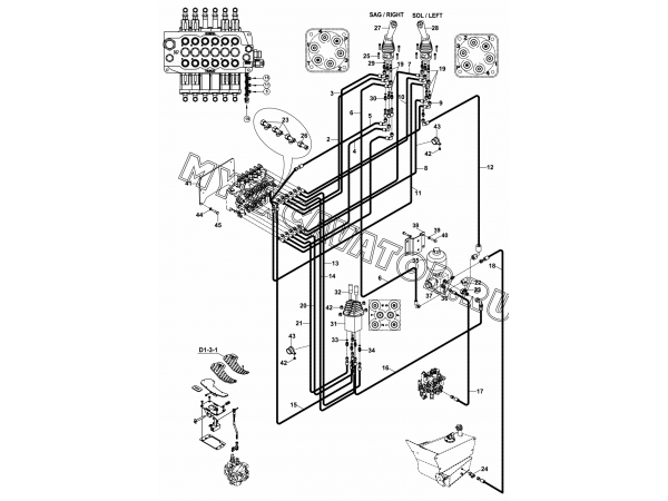 Гидросистема/CIRCUIT, HYDRAULIC, JOYSTICK, TB (S/N: A80001-) E1-6-0 Hidromek HMK 102 S