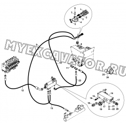Гидросистема/HYDRAULIC, HAND BREAKER (S/N: A80001-) E1-8-1-OP Hidromek HMK 102 S