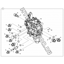 Гидросистема/LOADER CONTROL VALVE BLOCK AND ADAPTERS- LEVERS-CLAMSHELL BUCKET (S/N: A80001-) E2-1-1-OP4 Hidromek HMK 102 S