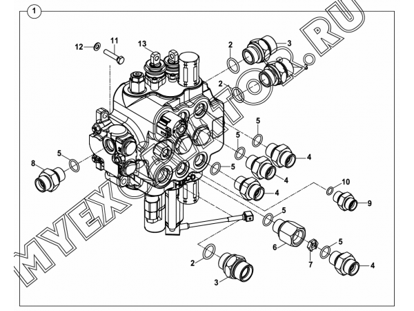 Гидросистема/LOADER CONTROL VALVE BLOCK AND ADAPTERS-LEVERS- SHOVEL (S/N: A80001-) E2-1-1-0P3 Hidromek HMK 102 S