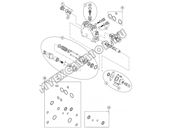 Гидросистема/LOADER CONTROL VALVE-LIFT RAM CONTROL BLOCK (S/N: A80001-) E2-1-2-2-OP1 Hidromek HMK 102 S