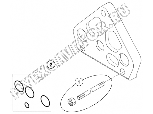 Гидросистема/LOADER CONTROL VALVE-OUTLET BLOCK (S/N: A80001-) E2-1-2-5-OP1 Hidromek HMK 102 S