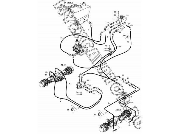 Гидросистема/STEERING, CIRCUIT MOUNTING (S/N: A80001-) E1-2-1-OP1/01 Hidromek HMK 102 S