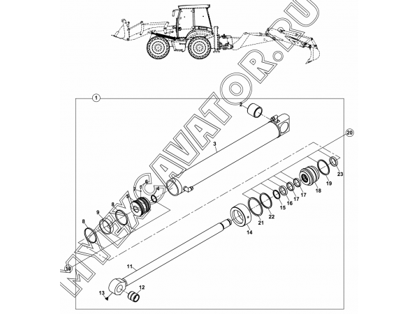 Гидроцилиндр/RAM, LIFT, LEFT, LOADER (S/N: A80001-) E3-1-2 Hidromek HMK 102 S