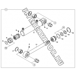 Гидроцилиндр/RAM, LEVELLING BLADE, WITH 2 AXIS TURN (S/N: A80001-) E3-11-4-0P Hidromek HMK 102 S