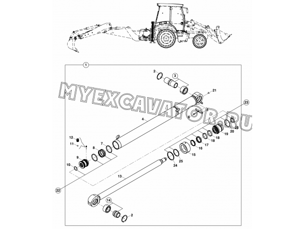 Гидроцилиндр/RAM, STABILISER, RIGHT (S/N: A80262-) E3-4-1/01 Hidromek HMK 102 S