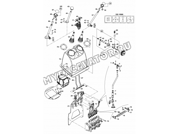 Управление рабочим оборудованием/CONTROL SYSTEM, BACKHOE (S/N: A80001-) D1-2-1-OP1 Hidromek HMK 102 S