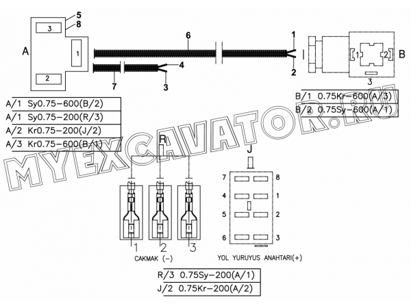 Электрооборудование/HARNESS, AUGER/TILTING BUCKET (S/N: A80001-) C1-9-1 Hidromek HMK 102 S