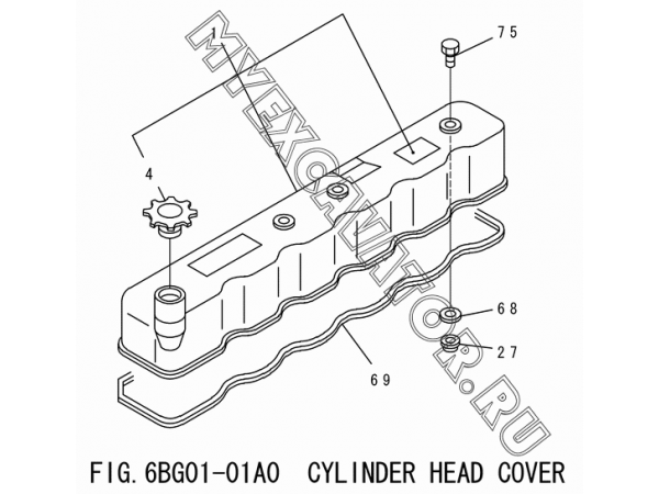 6BG01-01A0 Крышка головки цилиндров/CYLINDER HEAD COVER Isuzu 6BG1-1-T