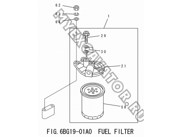 6BG19-01A0 Топливный фильтр/FUEL FILTER Isuzu 6BG1-1-T