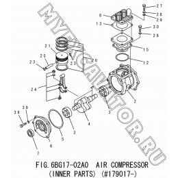 6BG17-02A0 Воздушный компрессор (детали)/AIR COMPRESSOR (INNER PARTS) (#179017-) Isuzu 6BG1-1-T