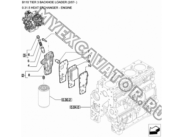 Маслоохладитель/HEAT EXCHANGER - ENGINE New Holland B110